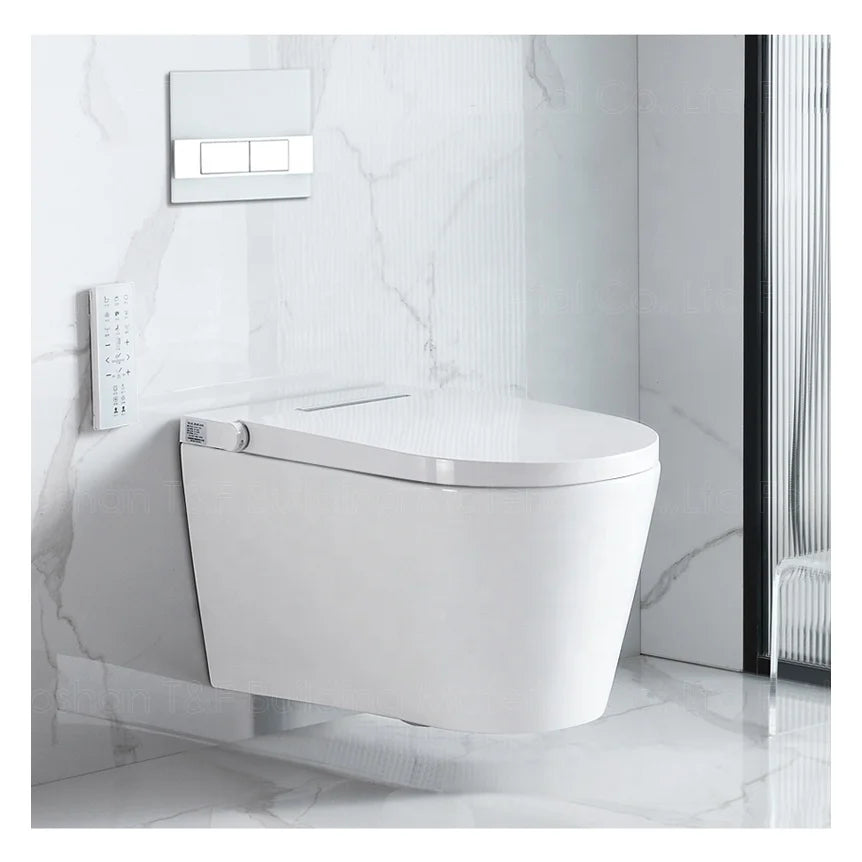 New Design ECO Toilet Bowl Set Bathroom Intelligent Ceramic Rimless Wall Hung Smart Toilet