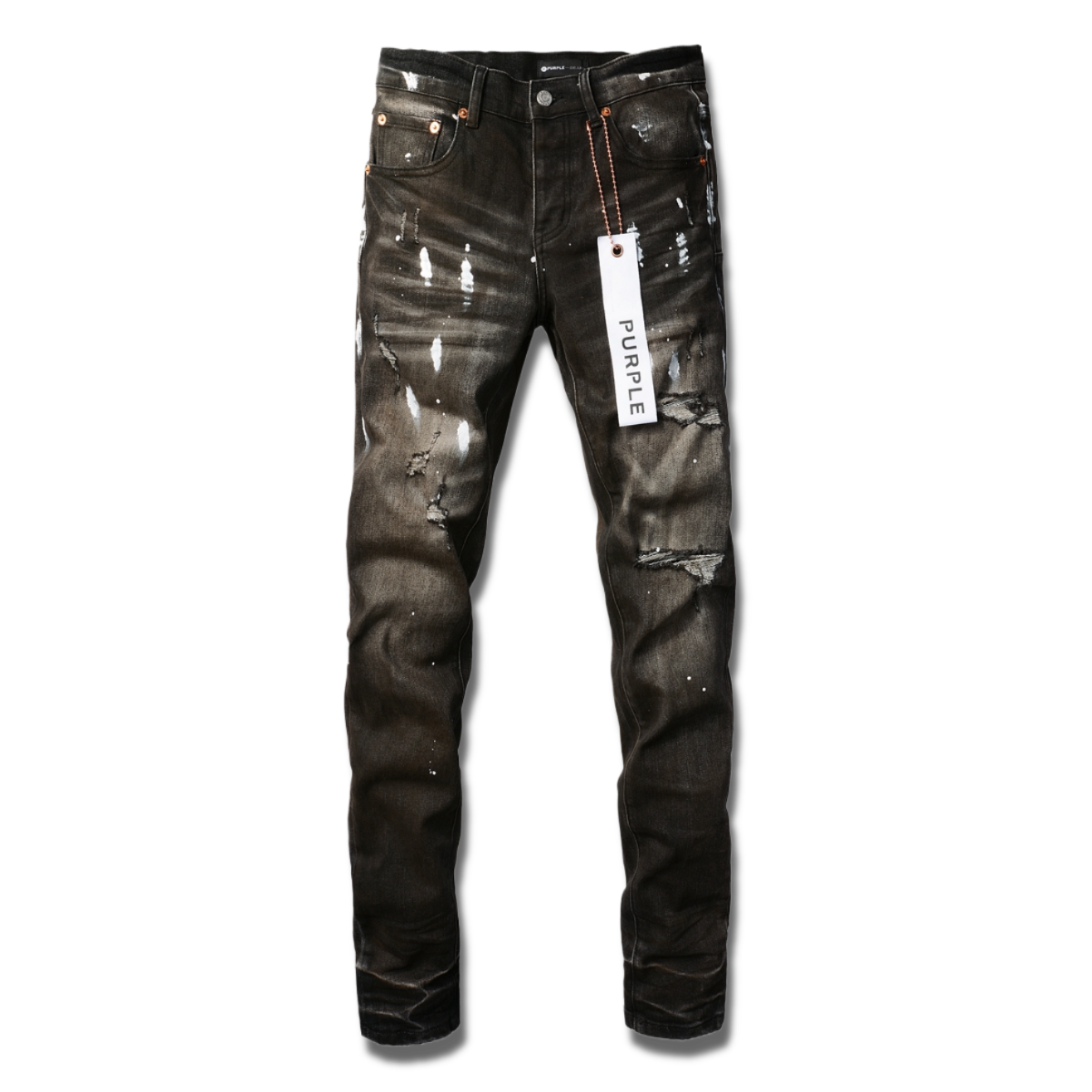 Purple jeans in brown