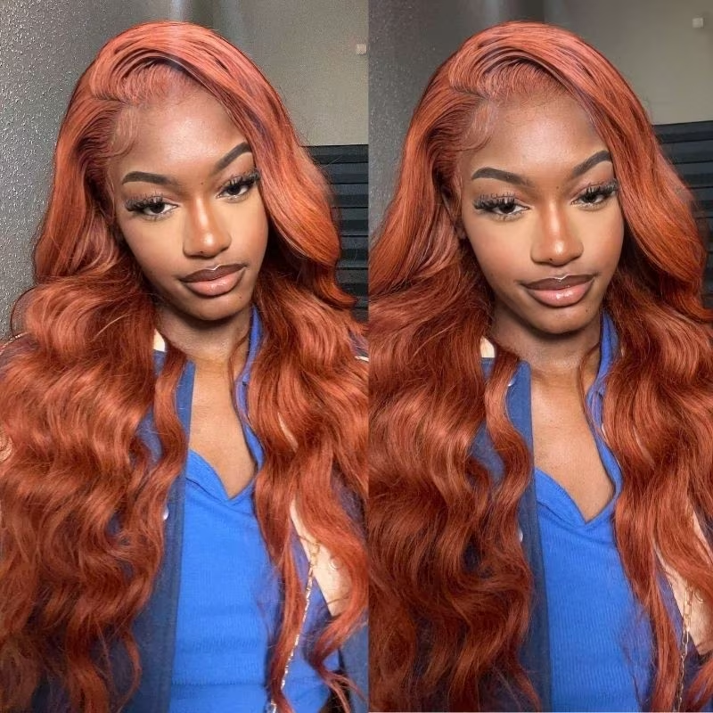 Body Wave Copper Brown Wig 13x4 Swiss HD Lace Frontal Wigs Human Hair Wigs Pre-plucked With Babyhair