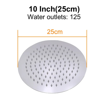 HuNiu Rainfall Shower Head 8/10/12inch 304 Stainless Steel Ultrathin Top Sprayer Shower Heads for Bathroom Black Top shower head