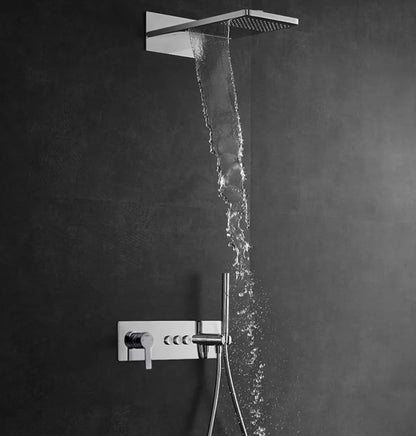 High Quality All Copper 5-Way Concealed Shower Set with 2-Function Overhead Waterfall Ceramic Valve Core for Hotels Households