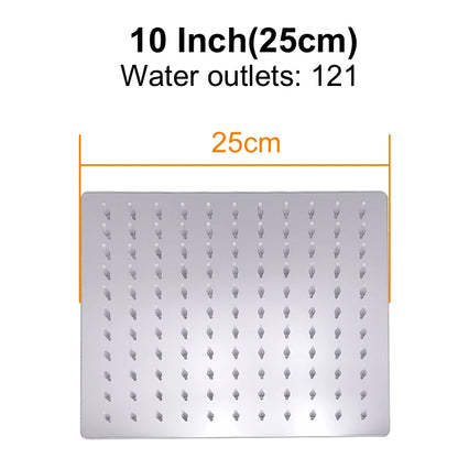 HuNiu Rainfall Shower Head 8/10/12inch 304 Stainless Steel Ultrathin Top Sprayer Shower Heads for Bathroom Black Top shower head