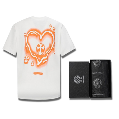 Chrome Hearts White Shirt with Orange Print
