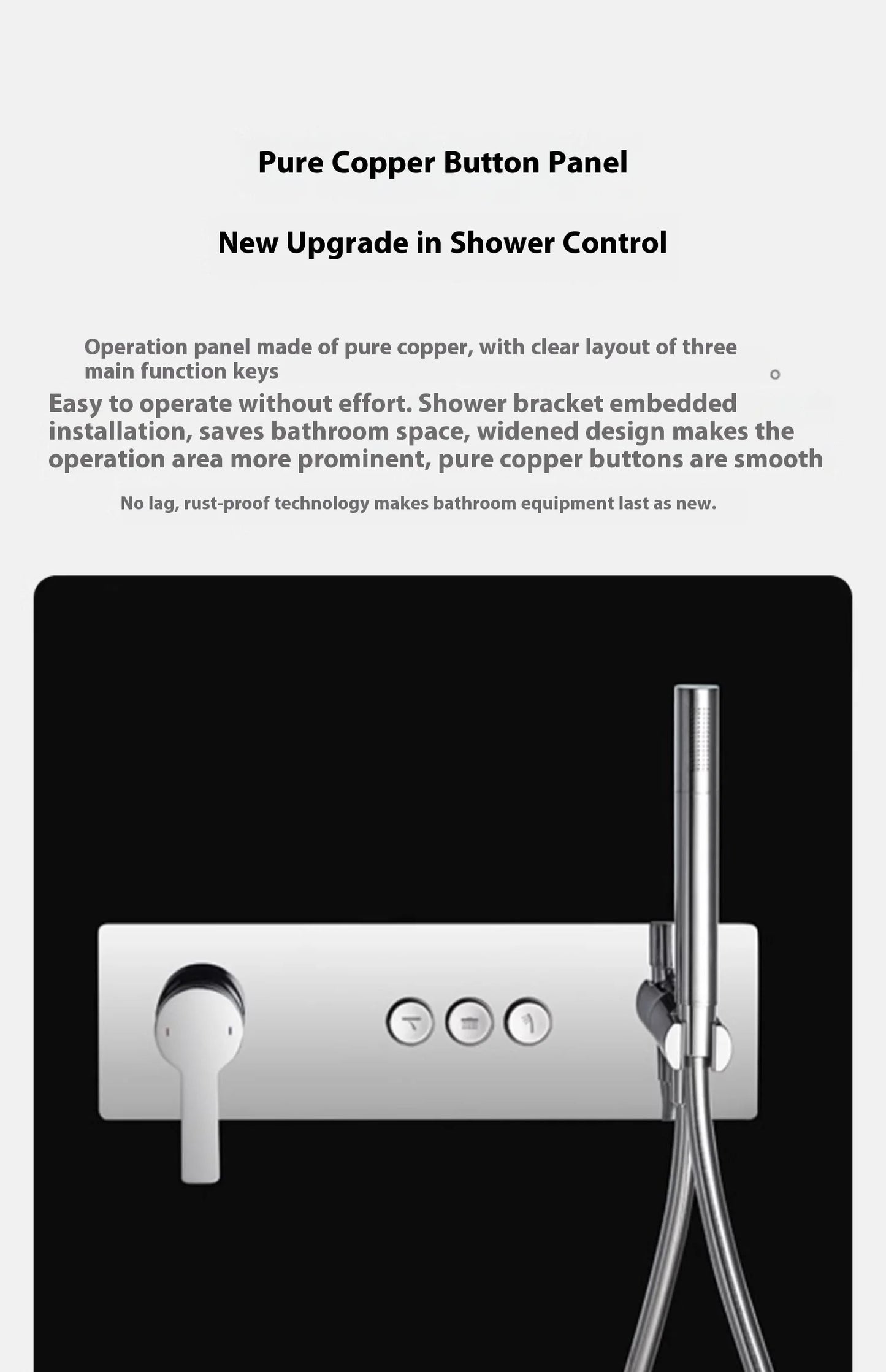 High Quality All Copper 5-Way Concealed Shower Set with 2-Function Overhead Waterfall Ceramic Valve Core for Hotels Households