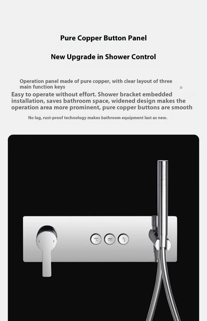 High Quality All Copper 5-Way Concealed Shower Set with 2-Function Overhead Waterfall Ceramic Valve Core for Hotels Households