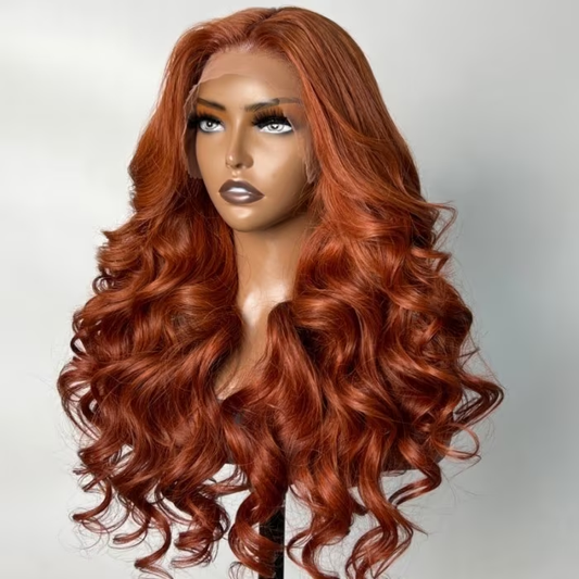 Body Wave Copper Brown Wig 13x4 Swiss HD Lace Frontal Wigs Human Hair Wigs Pre-plucked With Babyhair