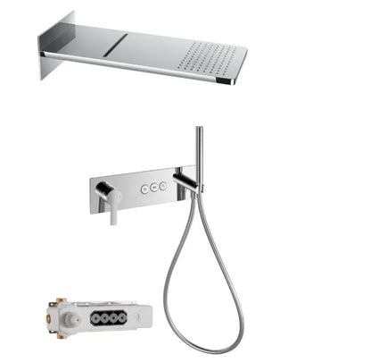 High Quality All Copper 5-Way Concealed Shower Set with 2-Function Overhead Waterfall Ceramic Valve Core for Hotels Households
