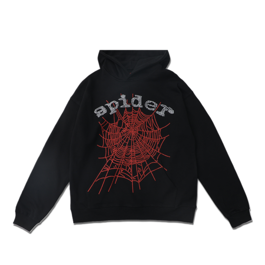 sp5der hoodie black in red
