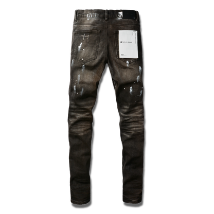 Purple jeans in brown