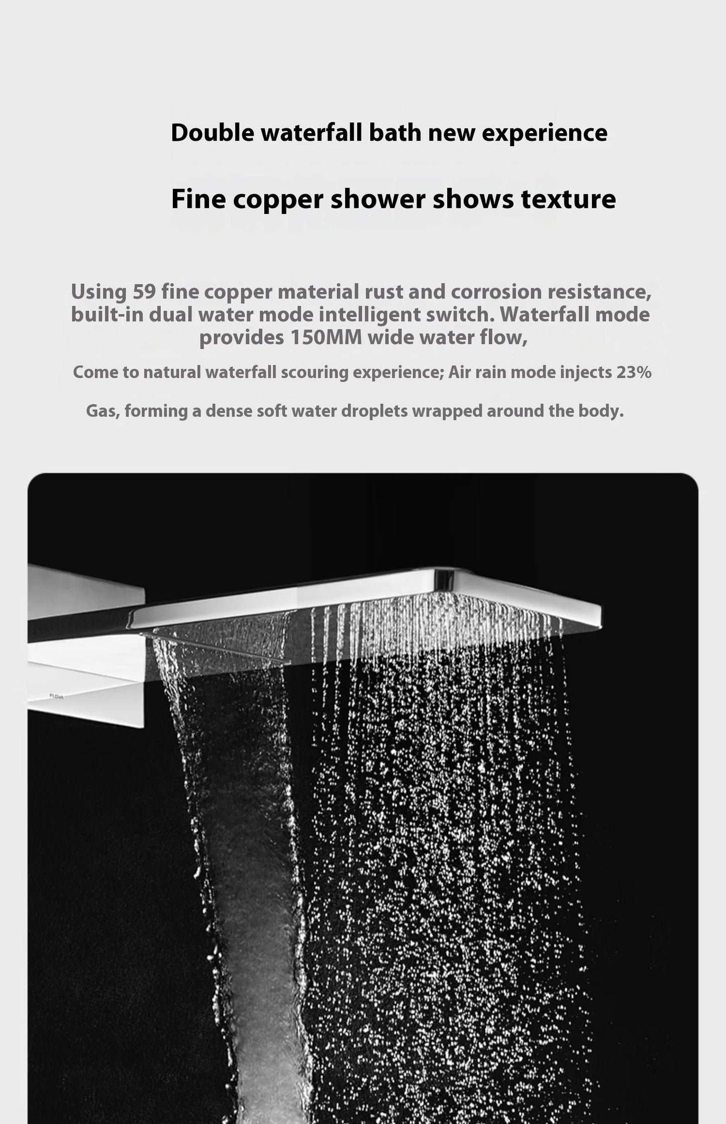 High Quality All Copper 5-Way Concealed Shower Set with 2-Function Overhead Waterfall Ceramic Valve Core for Hotels Households