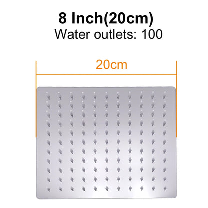 HuNiu Rainfall Shower Head 8/10/12inch 304 Stainless Steel Ultrathin Top Sprayer Shower Heads for Bathroom Black Top shower head