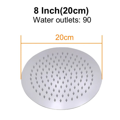 HuNiu Rainfall Shower Head 8/10/12inch 304 Stainless Steel Ultrathin Top Sprayer Shower Heads for Bathroom Black Top shower head