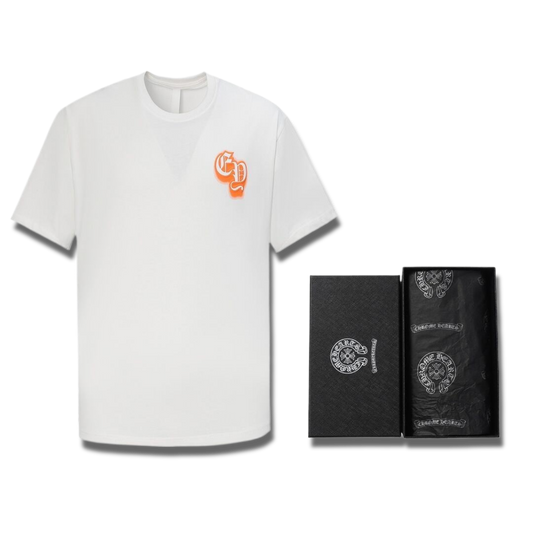 Chrome Hearts White Shirt with Orange Print
