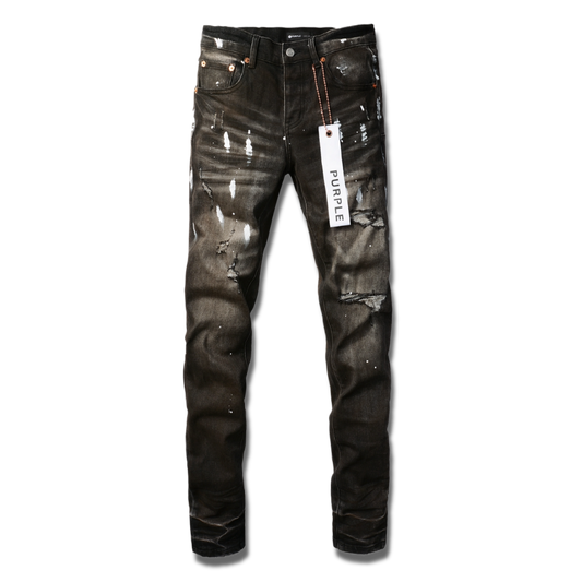 Purple jeans in brown